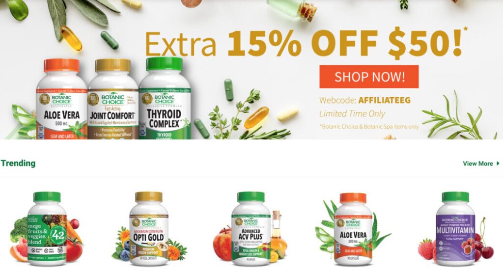 Image of Botanic Choice website.