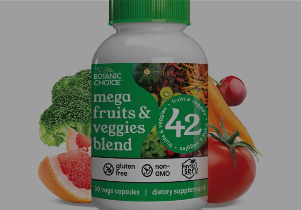 product shot of fruits and veggies blend.