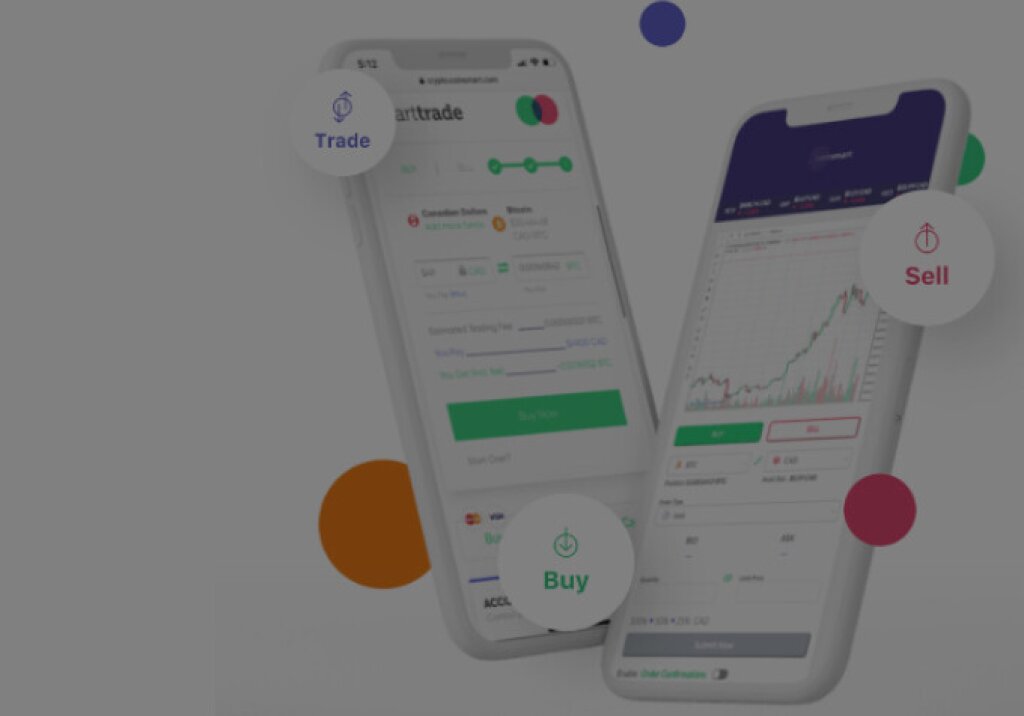 CoinSmart Trade and Sell Screens.