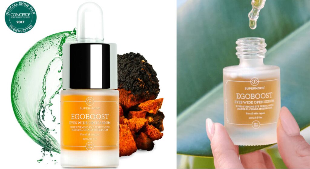 Close up of supermood ego boost serum.